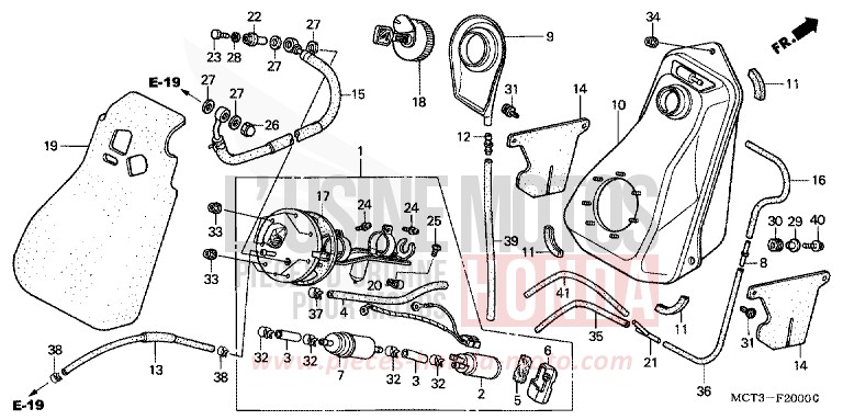FUEL TANK for Silver Wing FORCE SILVER METALLIC (NH411) from 2001